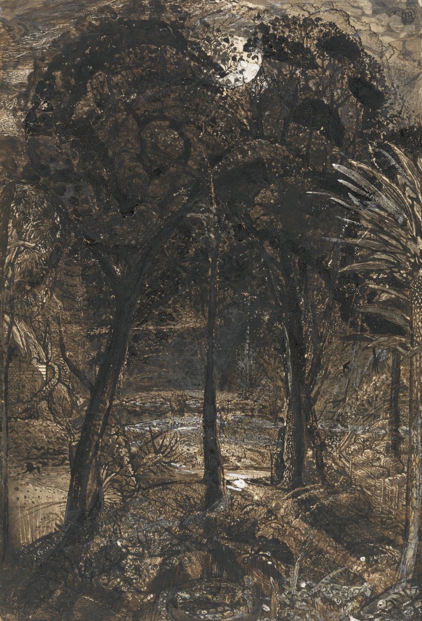 Scène au clair de lune avec une rivière sinueuse - Samuel Palmer