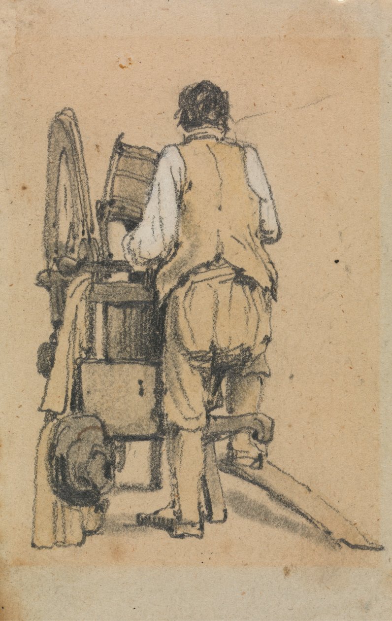 Un ouvrier vu de dos opérant une machine - Samuel Prout