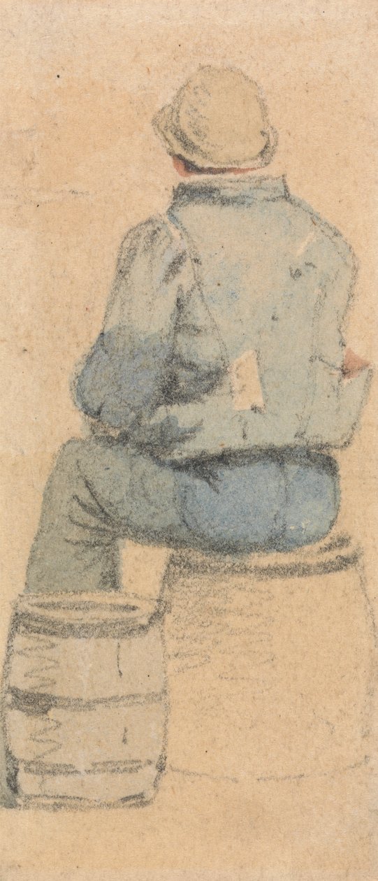 Un garçon paysan assis vu de dos - Samuel Prout