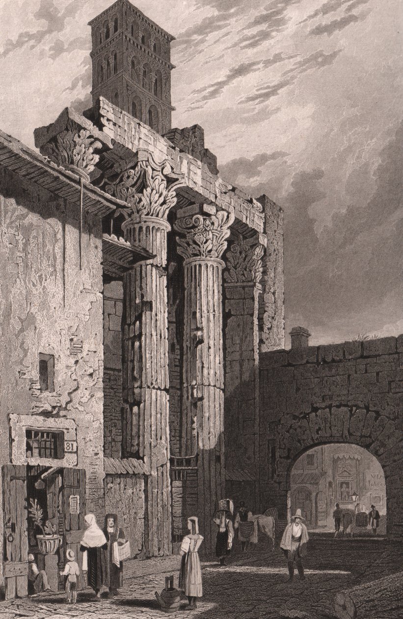 Colonnes du Temple de Mars Ultor, Rome, Latium, Italie, gravure sur acier par Samuel Prout - Samuel Prout