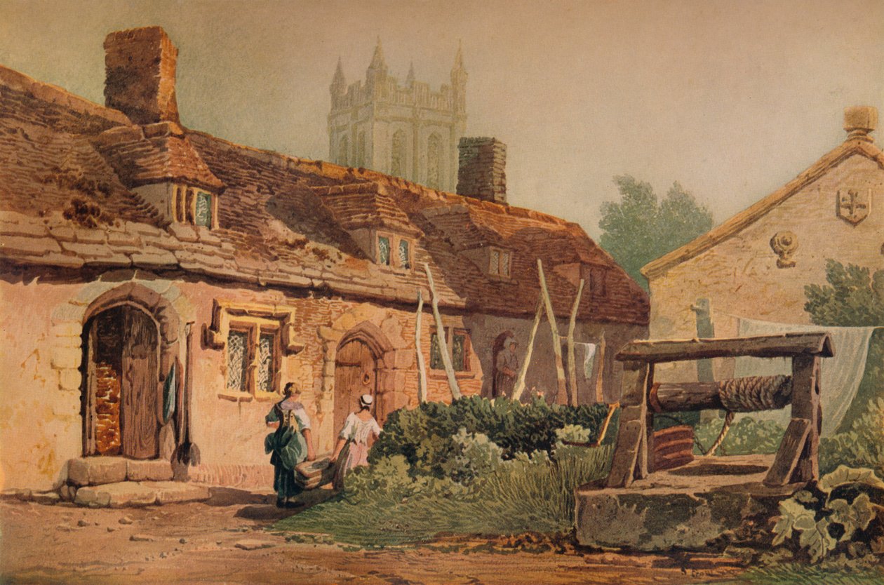 Cottages à Glastonbury, vers 1819 - Samuel Prout