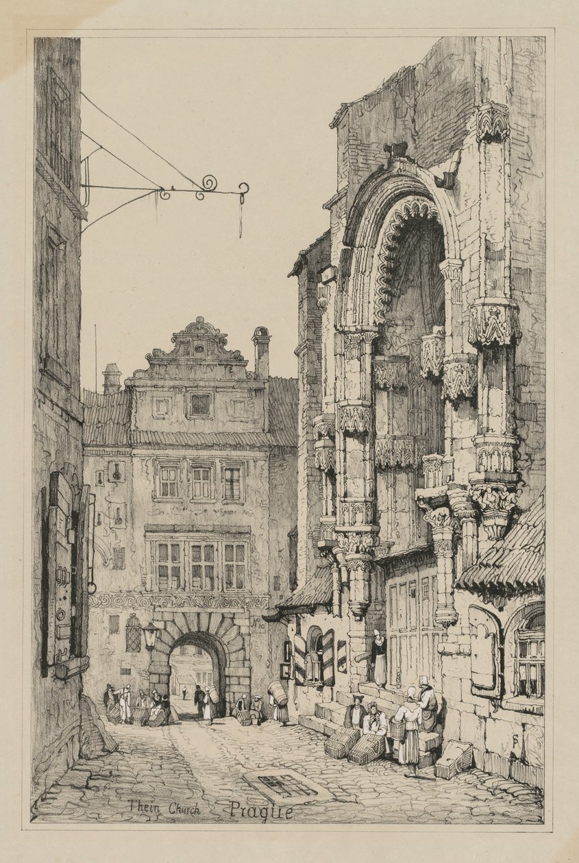 Fac-similés de croquis faits en Flandre et en Allemagne : Église de Thein, Prague - Samuel Prout