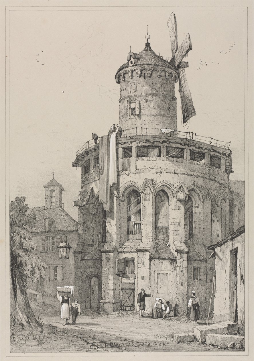 Fac-similés de croquis réalisés en Flandre et en Allemagne : Sur les murs, Cologne, 1833 - Samuel Prout