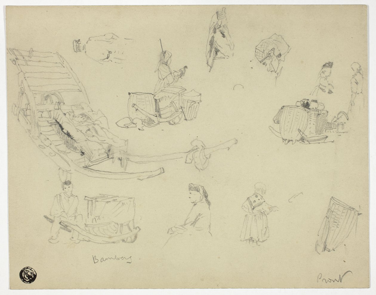 Esquisses de figures, traîneaux à Bambarg - Samuel Prout