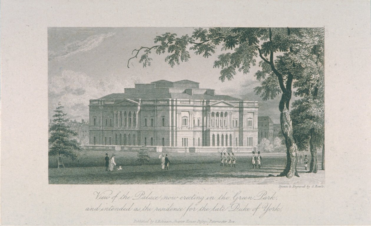 Vue de York House et Green Park, vers 1800 - Samuel Rawle