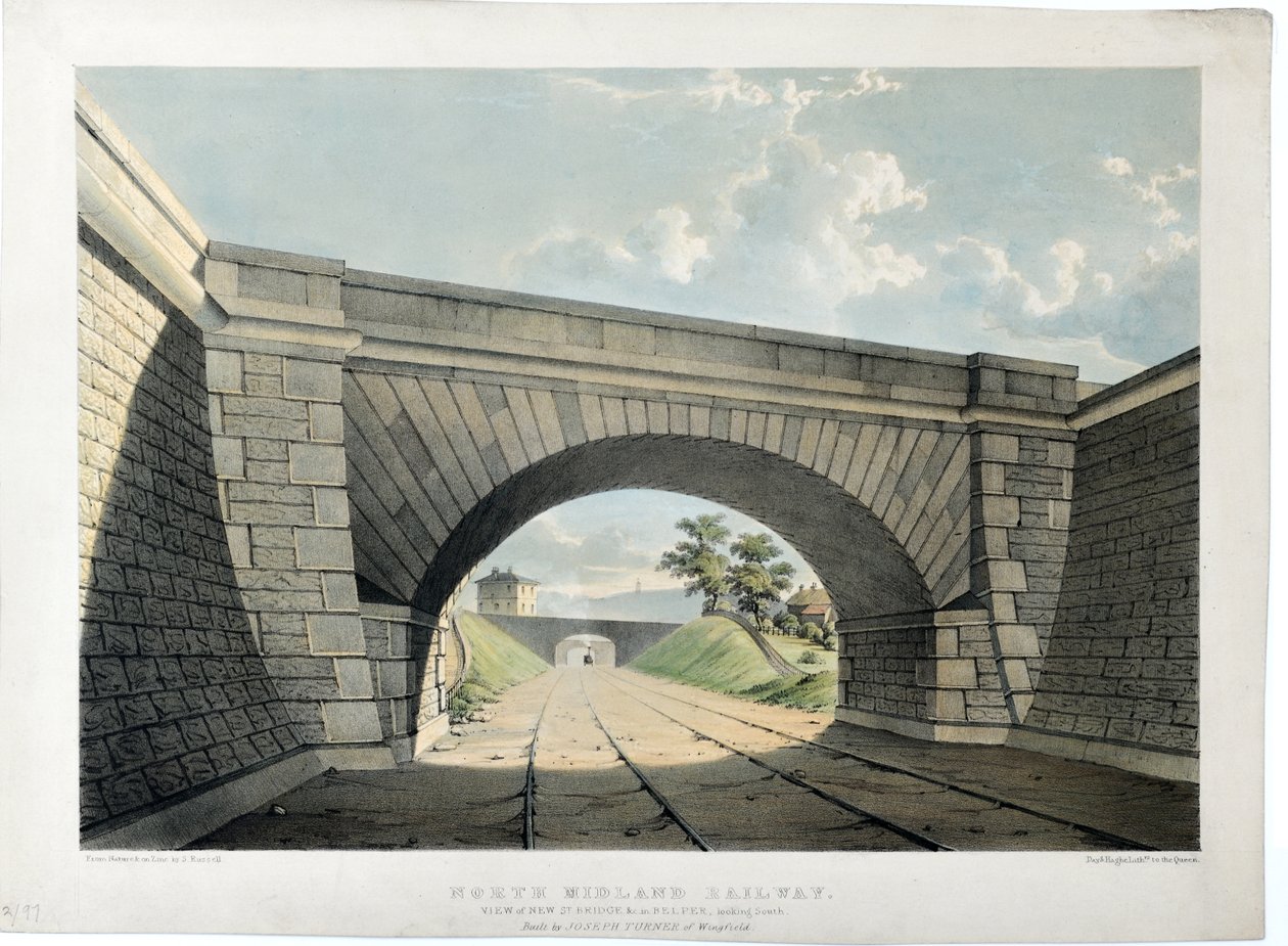 Chemin de fer du Nord Midland. Vue du pont de New Street à Belper, regardant vers le sud, c.1840 - Samuel Russell