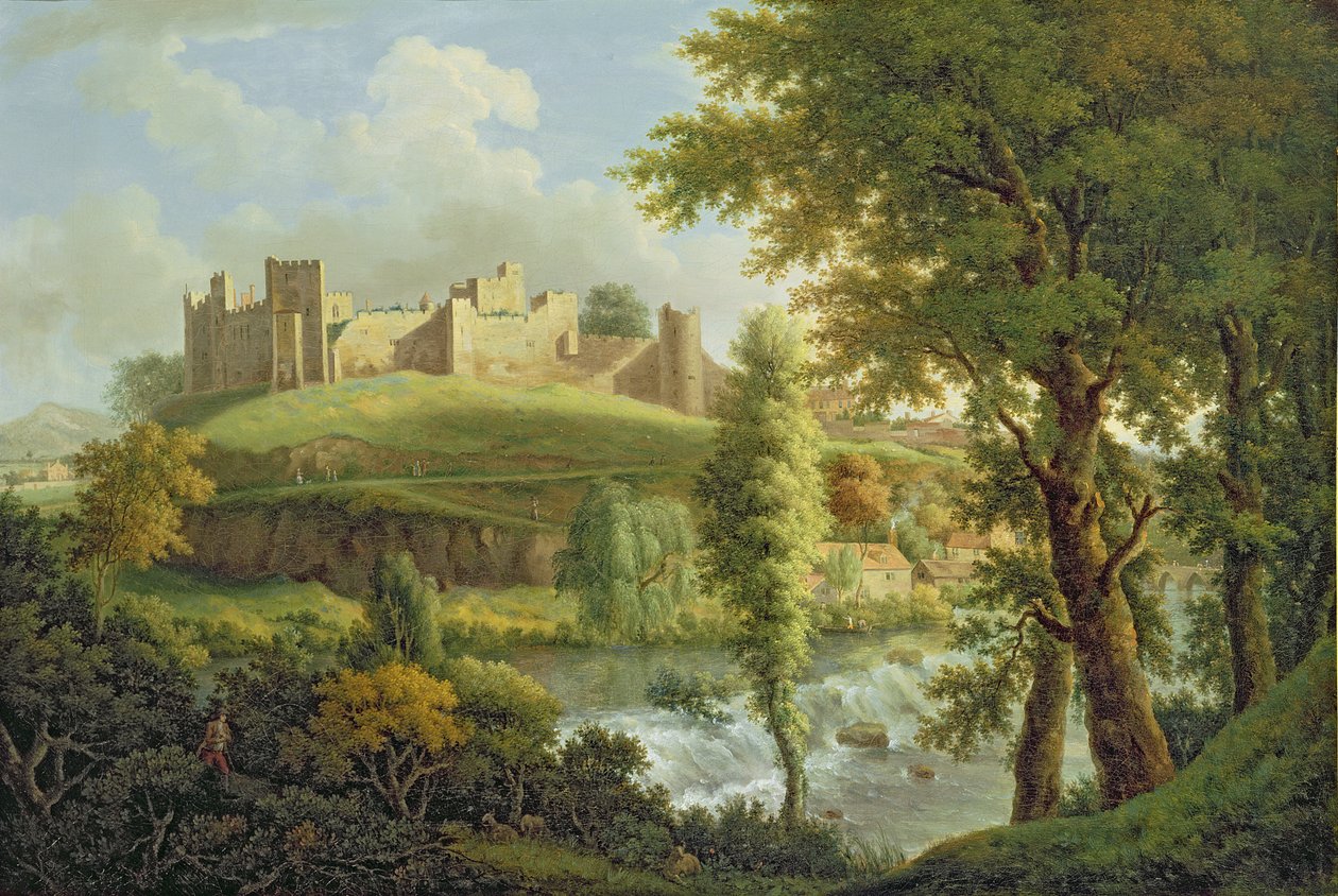 Château de Ludlow avec Dinham Weir, depuis le sud-ouest - Samuel Scott