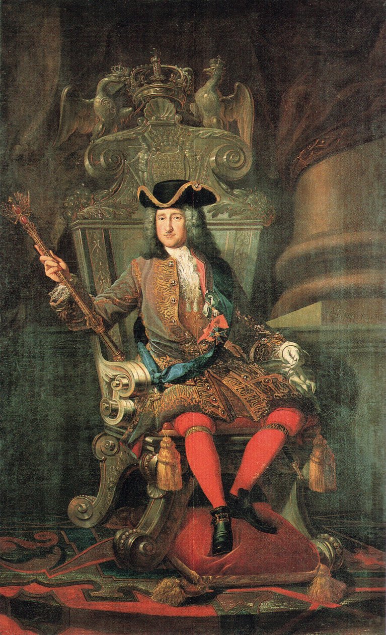 French : Le roi Frédéric Ier de Prusse sur le trône d