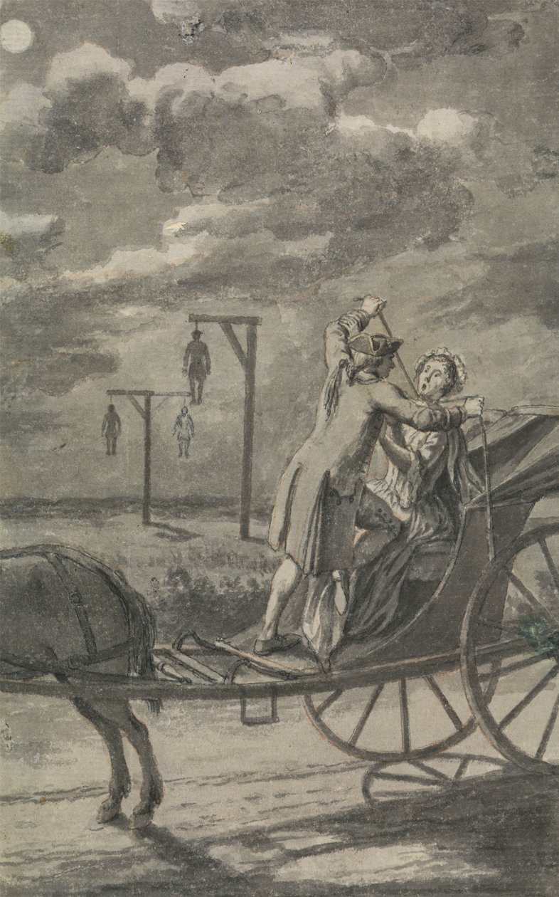 Meurtre dans la voiture (probablement un dessin pour The Tyburn Chronicle) - Samuel Wale