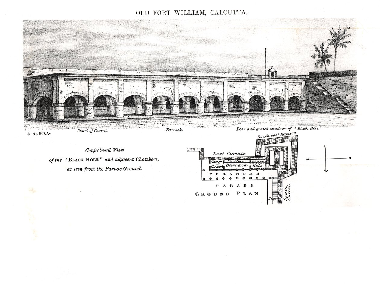 Vieux Fort William, Calcutta, avec une vue conjecturale du 