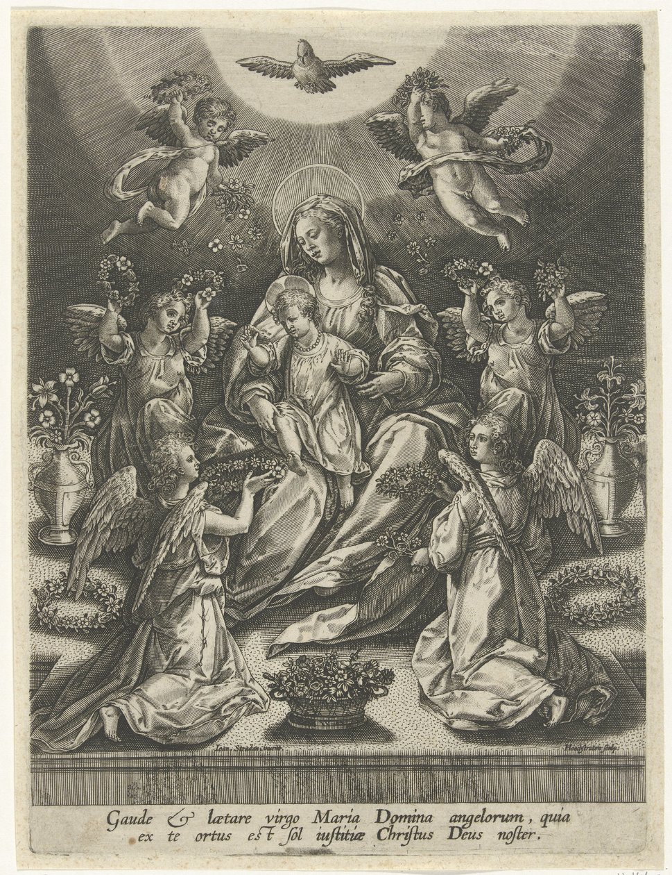 Madonna avec enfant entourée d
