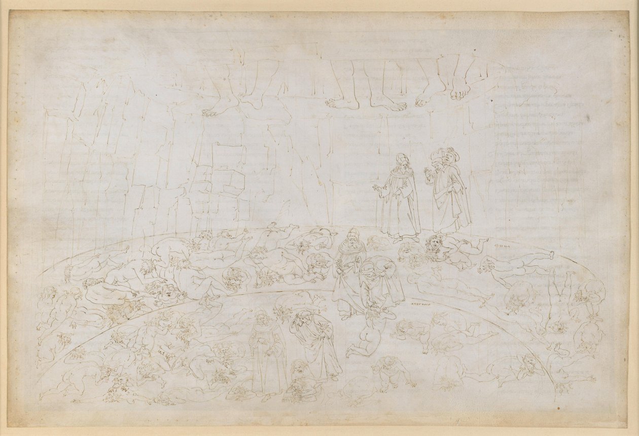 La Divine Comédie, Enfer XXXII. Neuvième cercle (Cocytus), 1er et 2e bandes : châtiment des traîtres à la famille et à la patrie dans les glaces de Caina et d