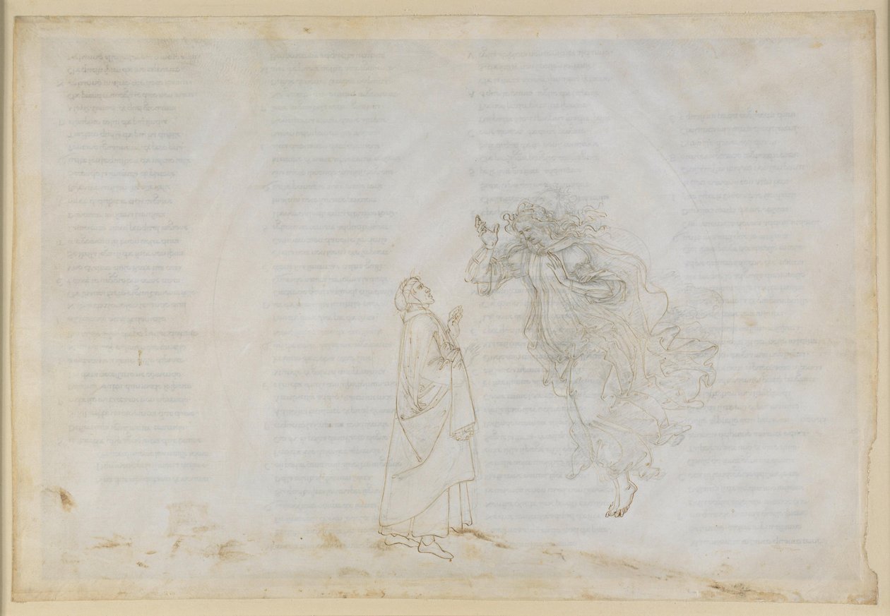 La Divine Comédie, Paradis, livre V. Première sphère planétaire (ciel lunaire) : Béatrice explique à Dante les principes de la dispense ecclésiastique ; ascension vers la sphère de Mars - Sandro Botticelli