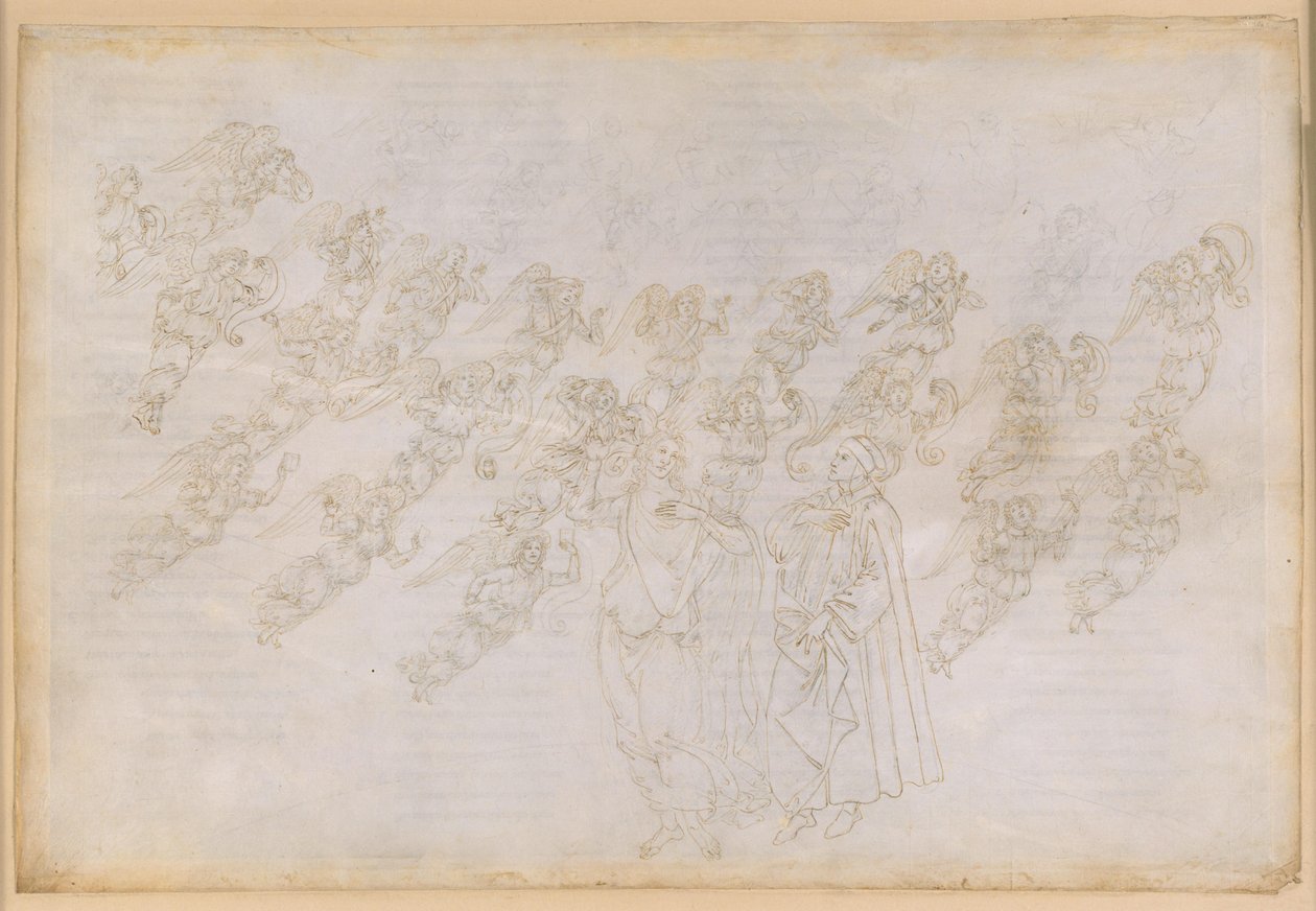 La Divine Comédie, Paradis XXIX. Neuvième sphère (ciel de cristal ou Primum Mobile) : Béatrice explique à Dante la création et la nature des anges - Sandro Botticelli