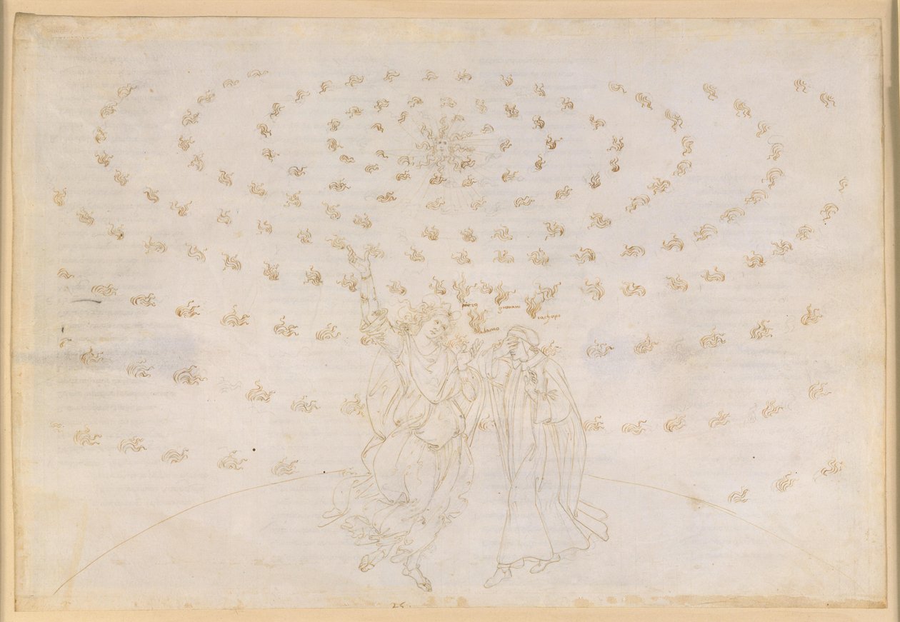 La Divine Comédie, Paradis XXVI. Huitième sphère (ciel des étoiles fixes) : Jean interroge Dante sur la troisième vertu théologique, l