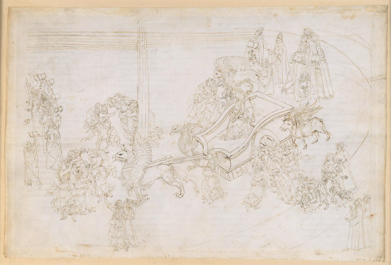 La Divine Comédie, Purgatoire XXXI. Le Paradis terrestre : la confession de Dante ; Béatrice dévoile son visage - Sandro Botticelli