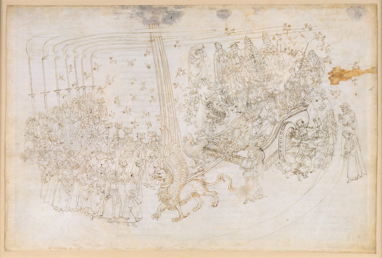 La Divine Comédie, Purgatoire XXX. Le Paradis terrestre : Béatrice dans le char triomphal - Sandro Botticelli