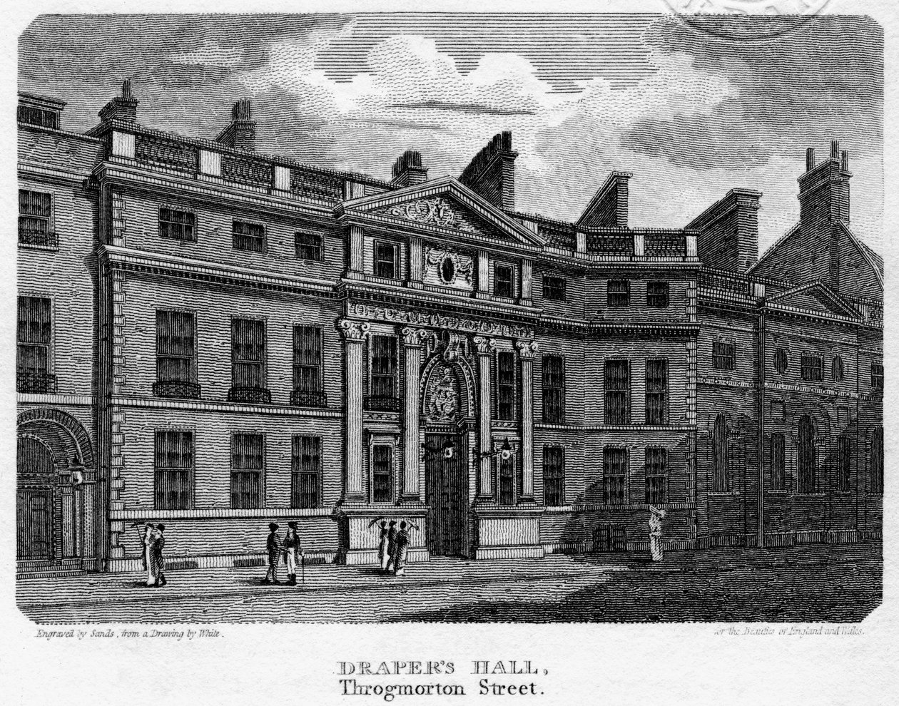 Drapers Hall, Throgmorton Street, City de Londres, 1812 - Sands
