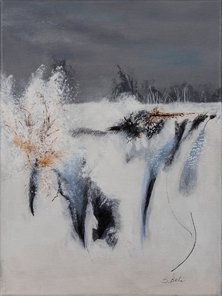 Ice Breaking, 2024 (technique mixte/huile sur toile) - Sandy Iseli