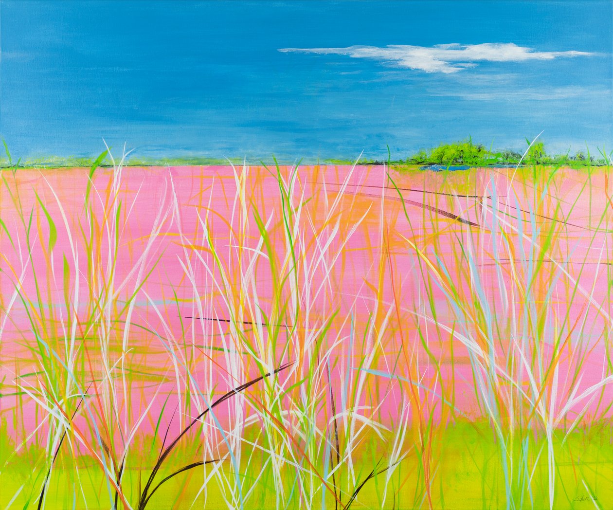 Rhapsodie rose, 2022 (acrylique sur toile) - Sandy Iseli