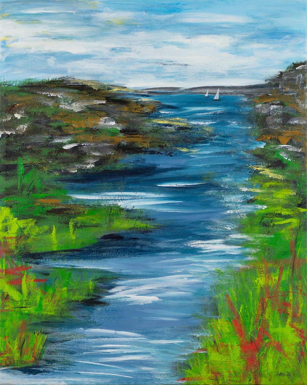 Danse de la rivière, 2023 (acrylique sur toile) - Sandy Iseli