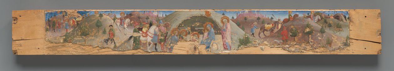 Die Anbetung der Heiligen Drei Könige mit knienden Mitgliedern der Bruderschaft - Sano di Pietro