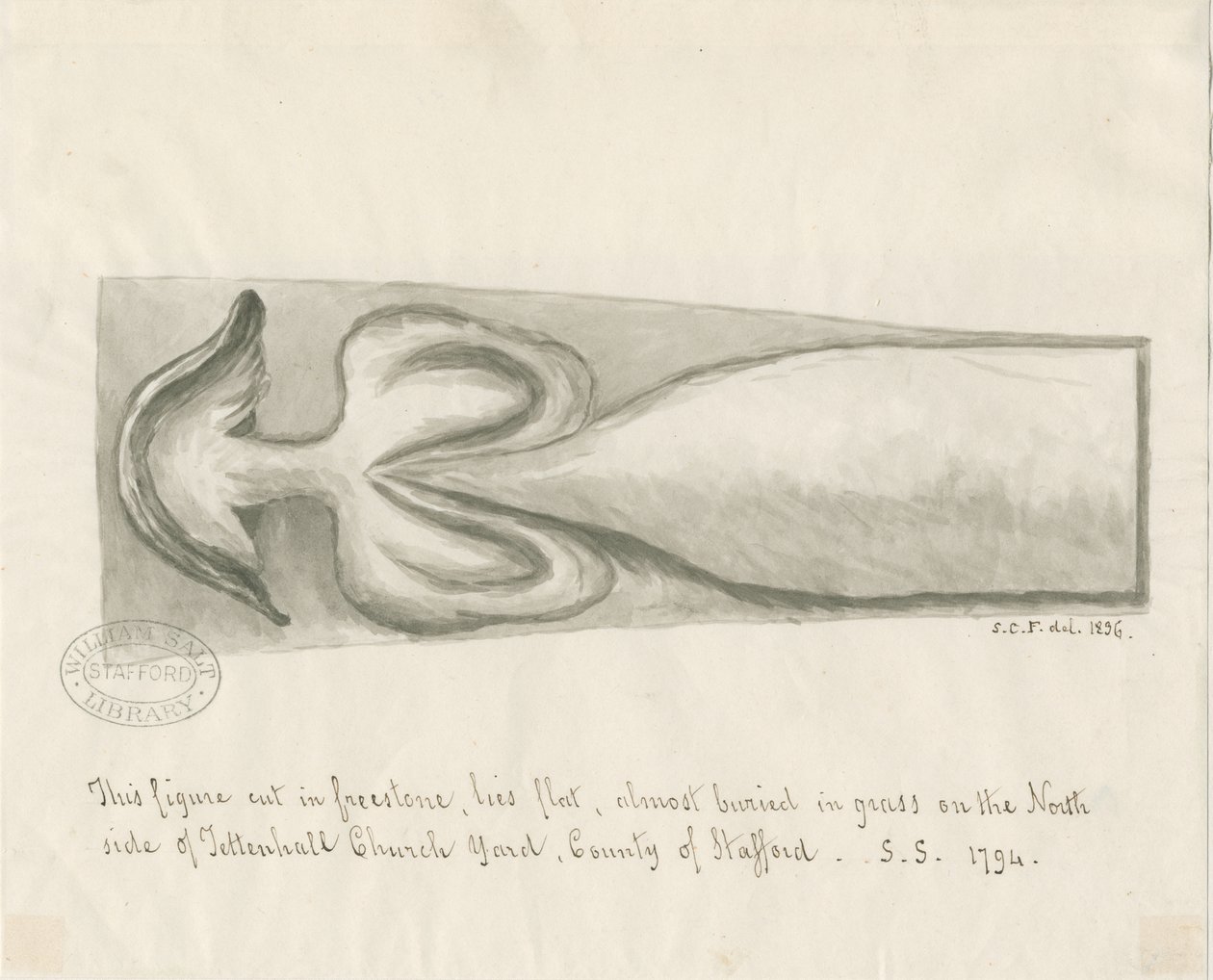 Église de Tettenhall - Couvercle de tombe : tracé - Sarah Clifford Fernyhough