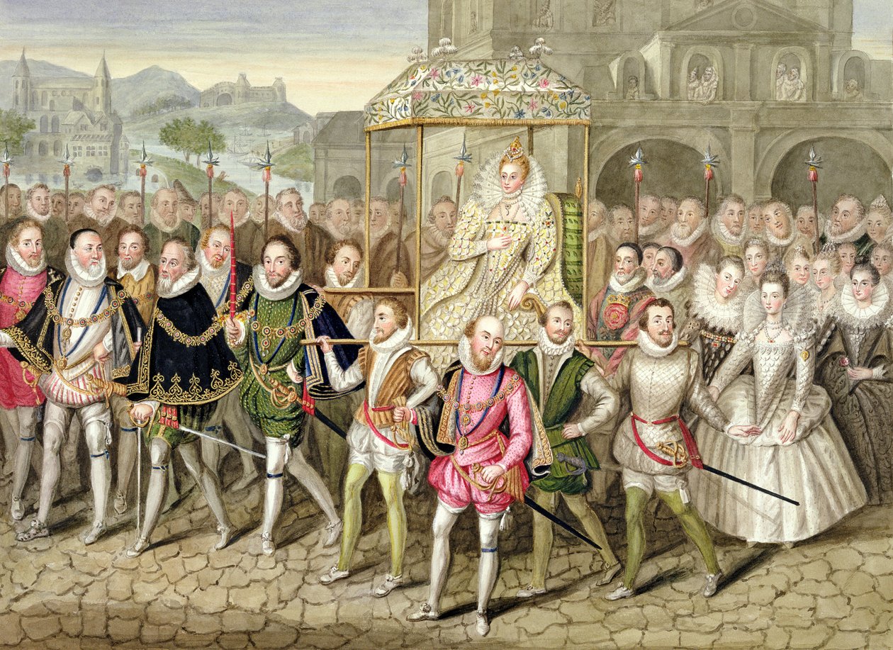 La reine Elizabeth I en procession avec ses courtisans (c.160003) de 