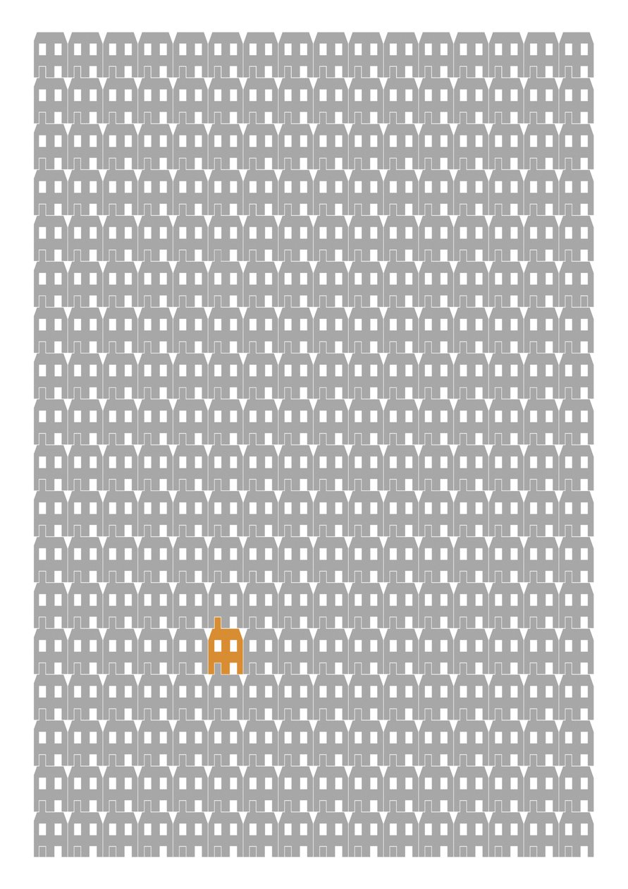 Grey Paper House Repeat Print, 2014 (giclée graphique) - Sarah Evans