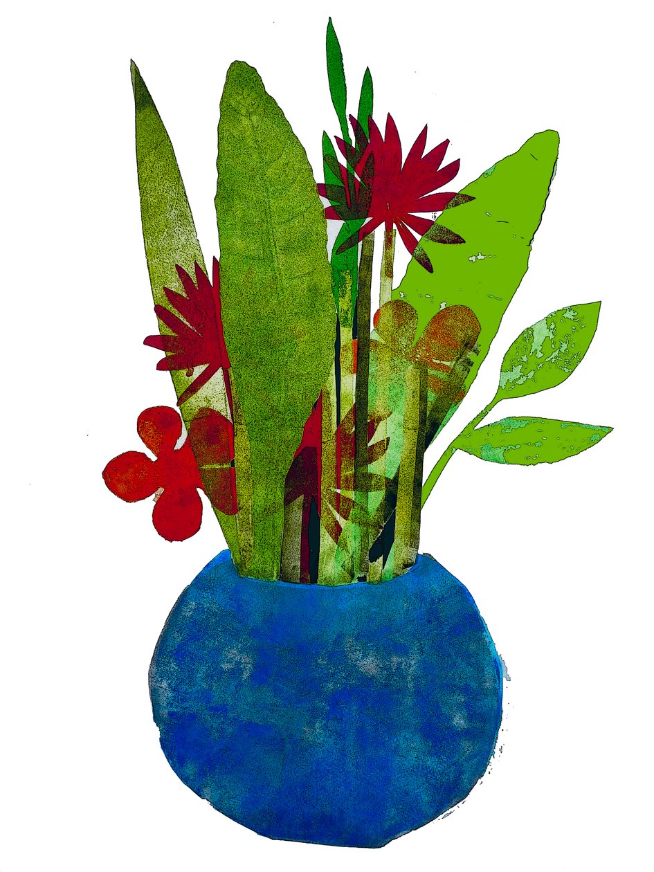 Bol de feuilles et de fleurs - Sarah Thompson Engels