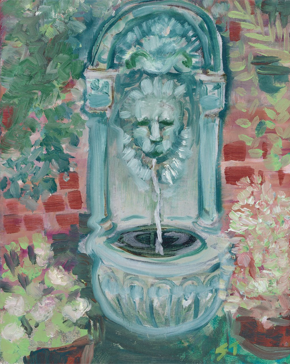 Lion dans les fougères, vers 2021 (huile sur toile) - Sarah Tudor