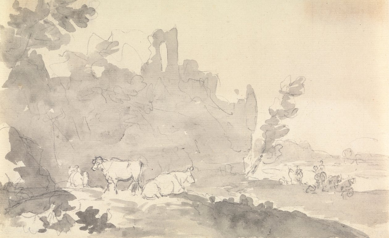 Paysage avec vaches au premier plan - Sawrey Gilpin