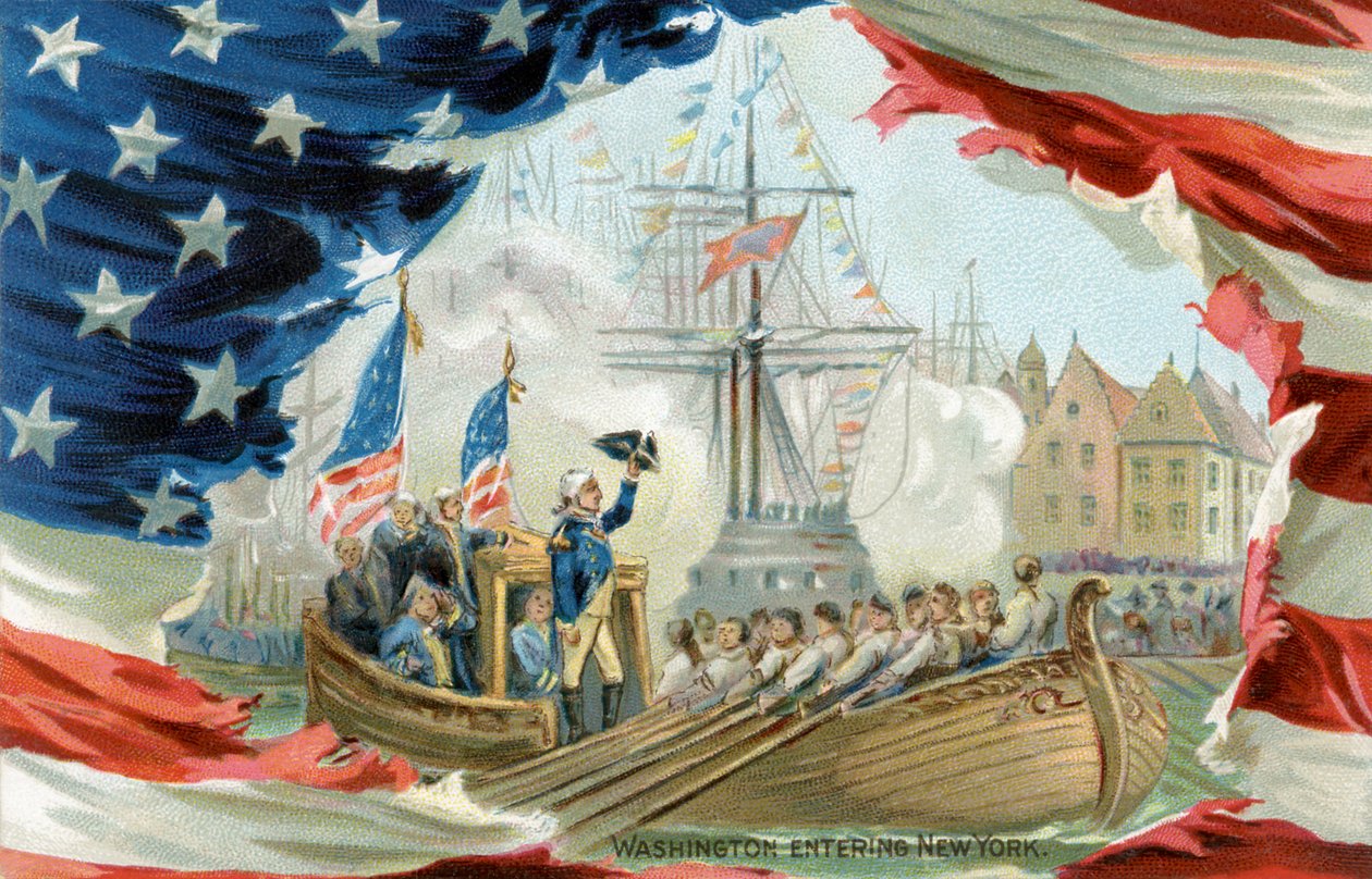 Carte postale représentant George Washington entrant à New York (impression) - School American