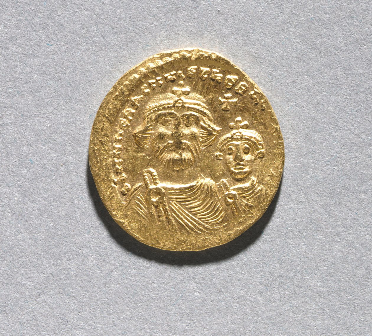 Solidus avec Héraclius et son fils Héraclius Constantin (avers), c.616-625 - School Byzantine
