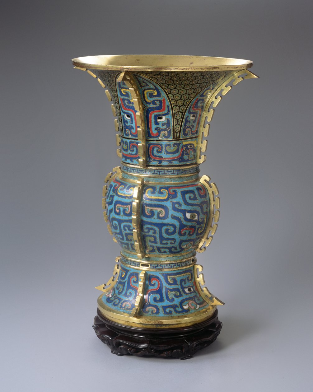Vase en forme de Zun et support - School Chinese