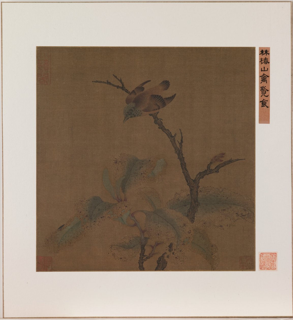 Oiseau sur une branche (encre et couleur sur soie) - School Chinese