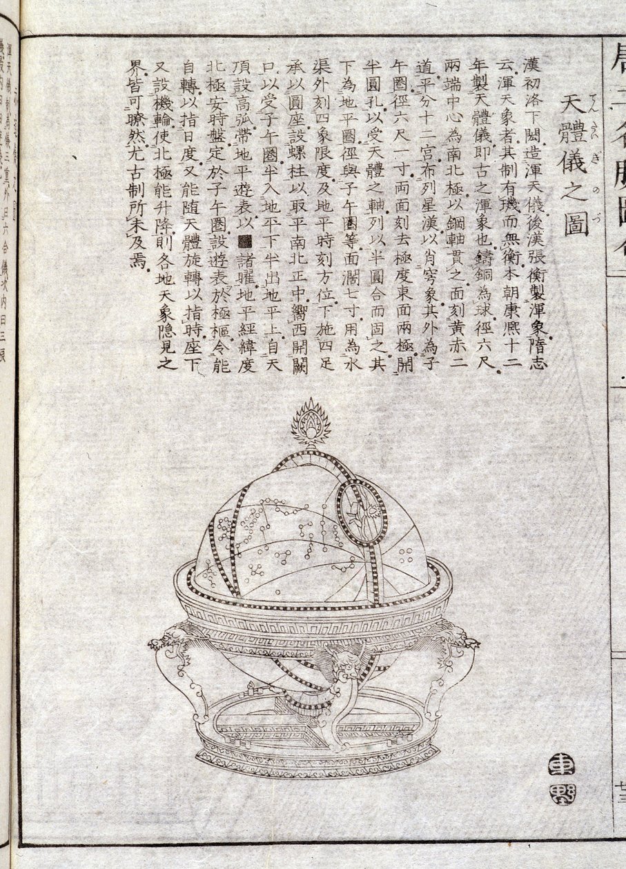 Globe terrestre - Document chinois. Gravure anonyme. Coll. Selva. - School Chinese
