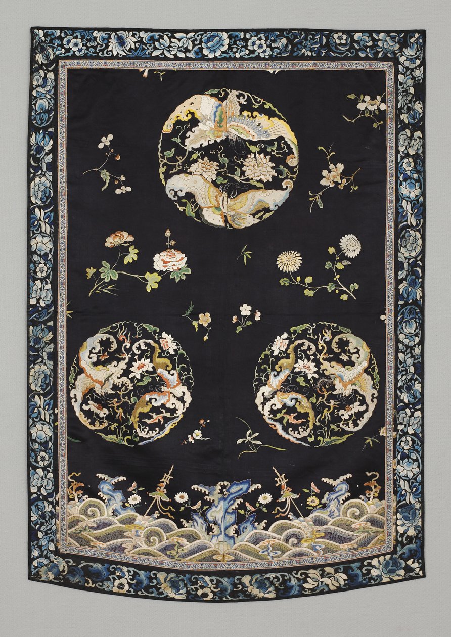 Tenture, vers 1750-1800 (Soie avec broderie (point de satin), teintures naturelles et synthétiques) - School Chinese