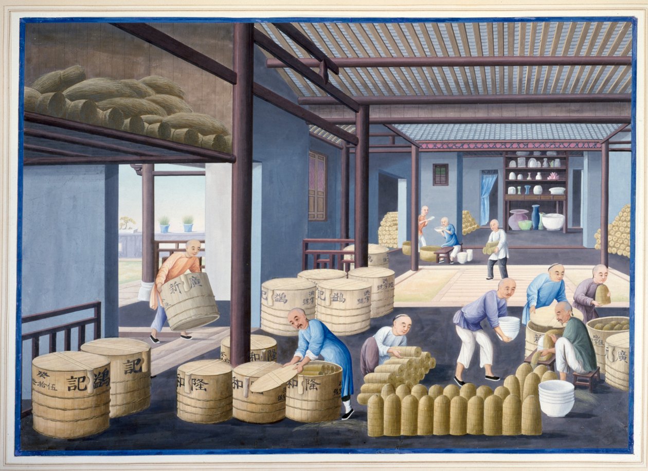 Emballage de la porcelaine, vers 1825 (gouache sur papier) - School Chinese