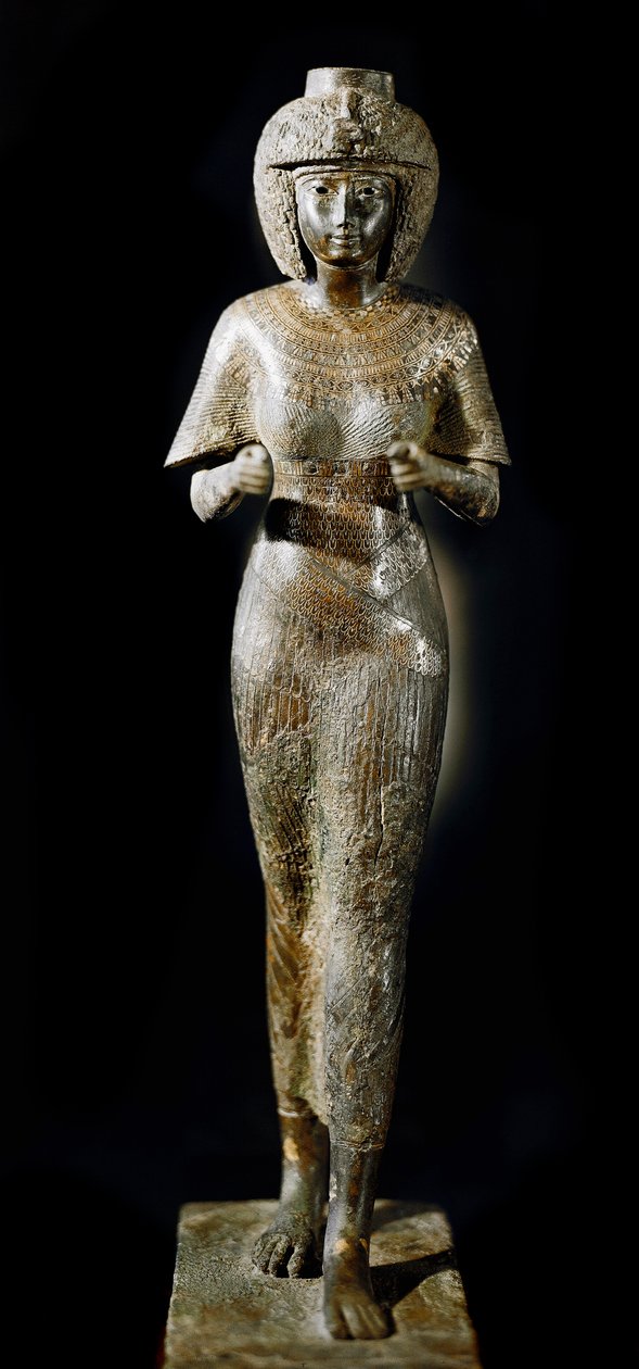 Antiquité égyptienne : statue en bronze de la reine Karomama, épouse du pharaon Takelot II. 21e dynastie. Paris, Musée du Louvre - School Egyptian