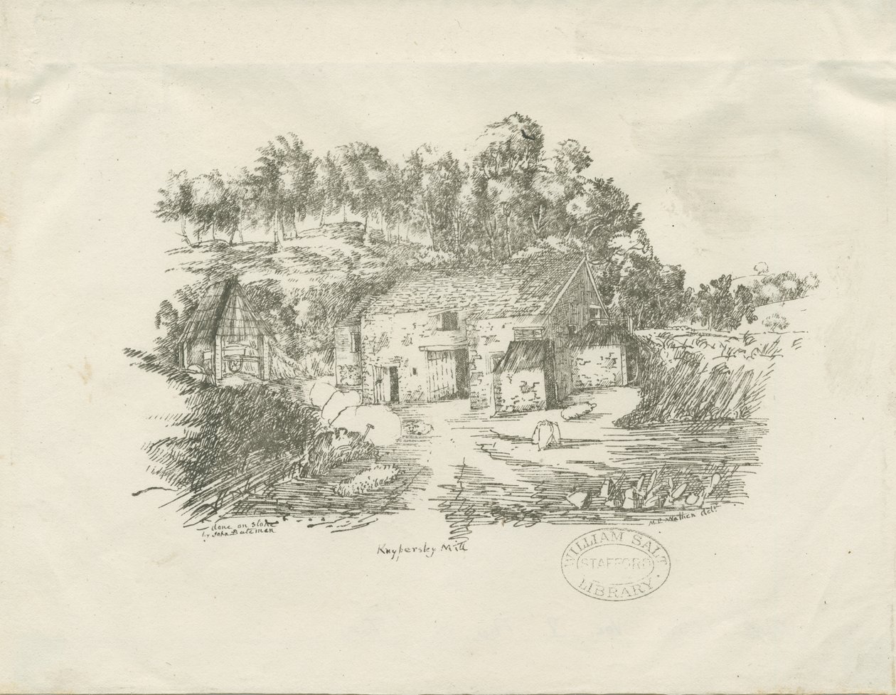 Biddulph - Knypersley Mill (lithographie) - School English