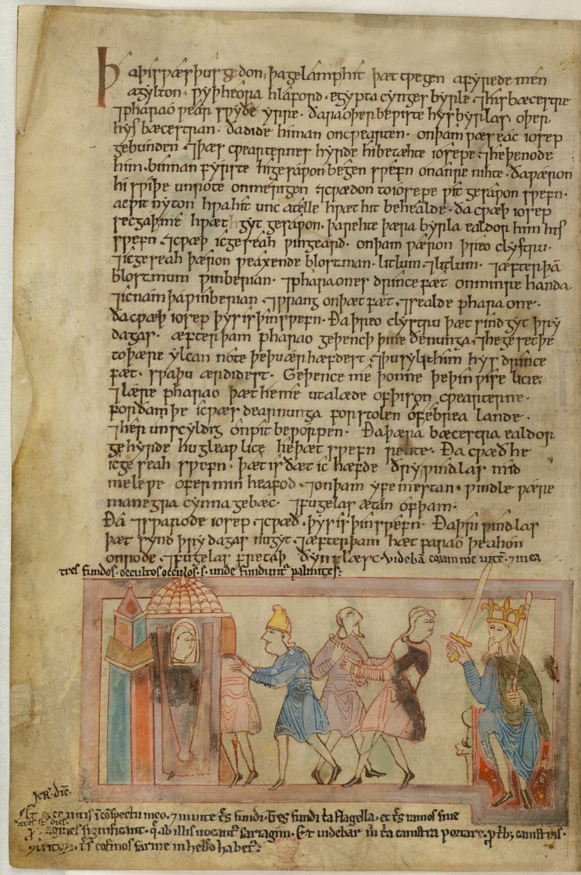 Une scène montrant la justice anglo-saxonne, illustration de (vélin) - School English