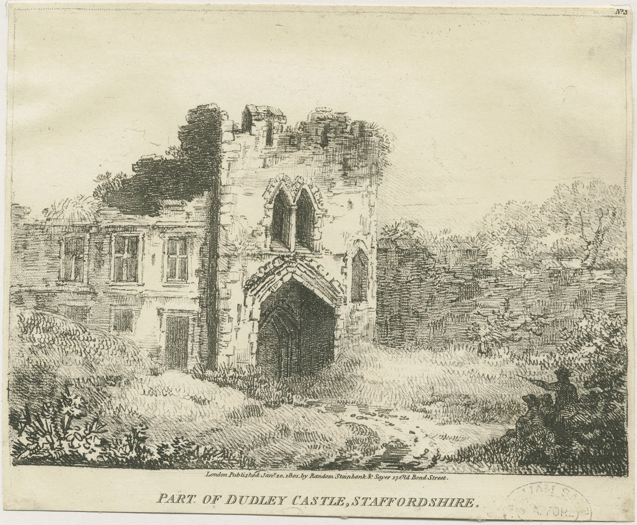 Château de Dudley - La Porte (lithographie) - School English