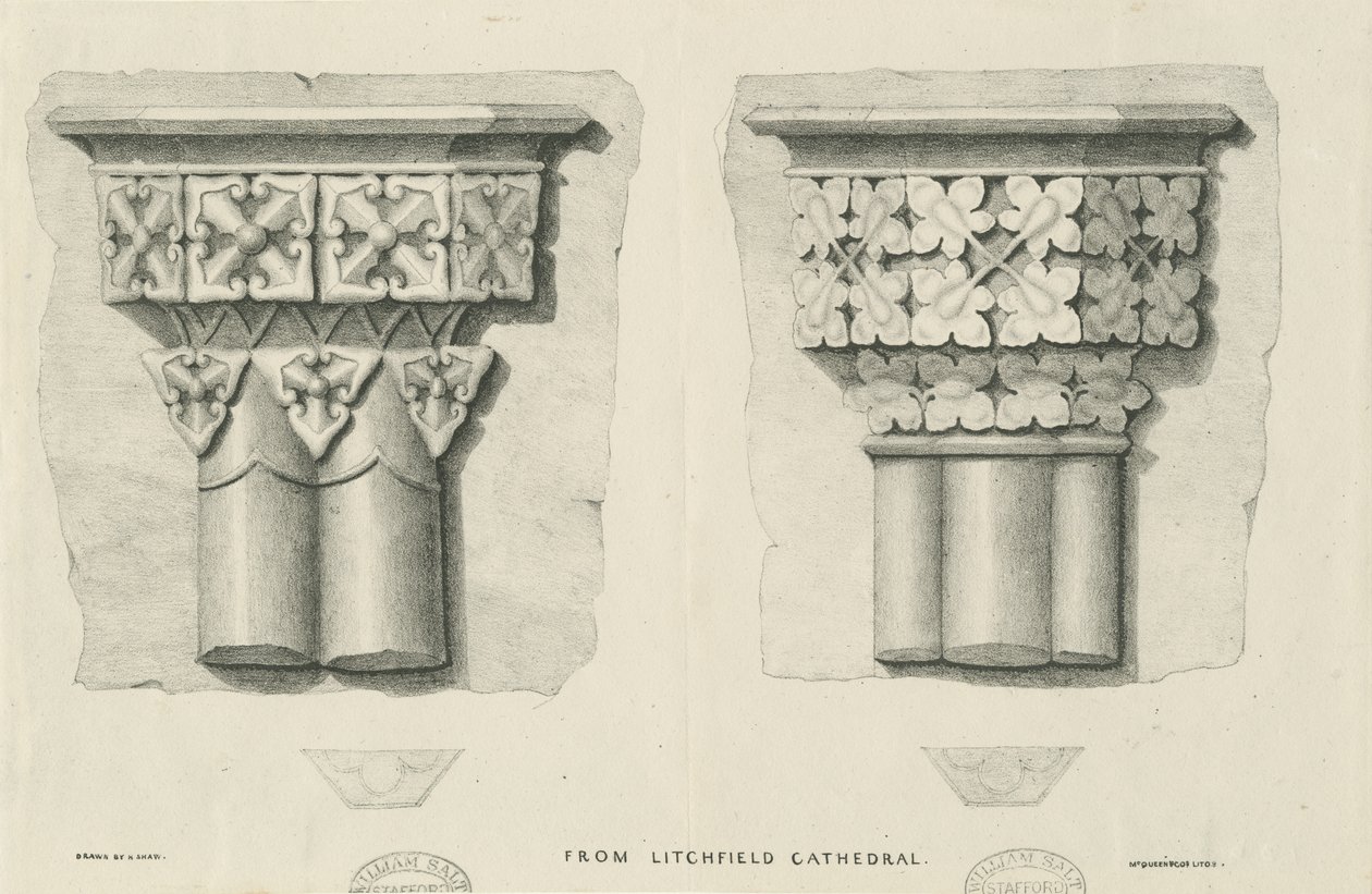 Intérieur de la cathédrale de Lichfield - Feuillage sculpté - School English