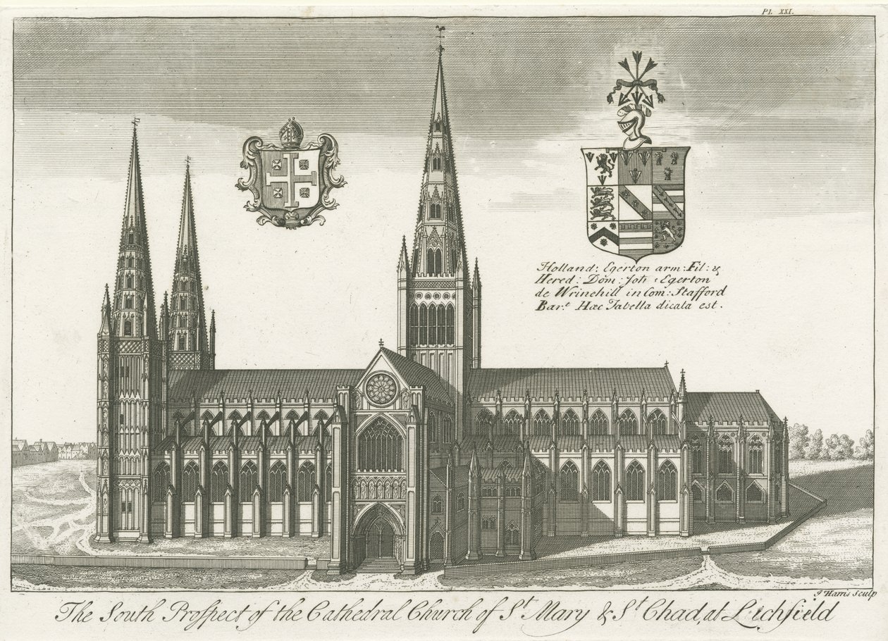 Cathédrale de Lichfield - Vue sud (gravure) - School English