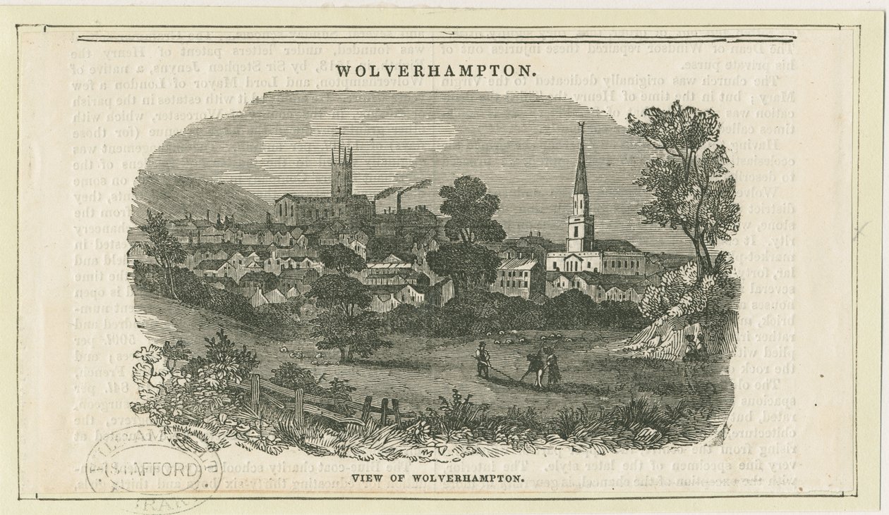 Wolverhampton - Vue lointaine [depuis la route de Penn] : gravure sur bois, nd [19e siècle] - School English