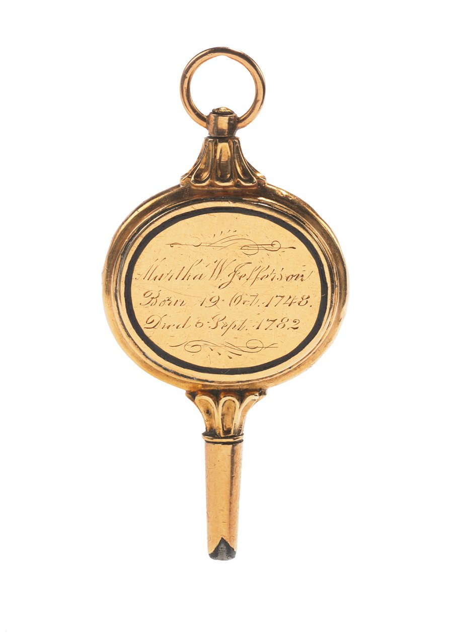 Clé de montre gravée memento mori, avec mèche de cheveux de Martha Wayles Jefferson, fin XVIIIe - début XIXe siècle - School European