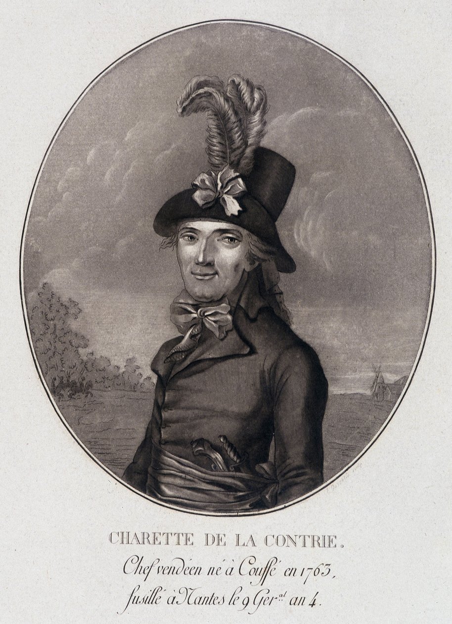 Portrait en médaillon de François Athanase (François-Athanase) Charette de la Contrie, chef vendéen - School French