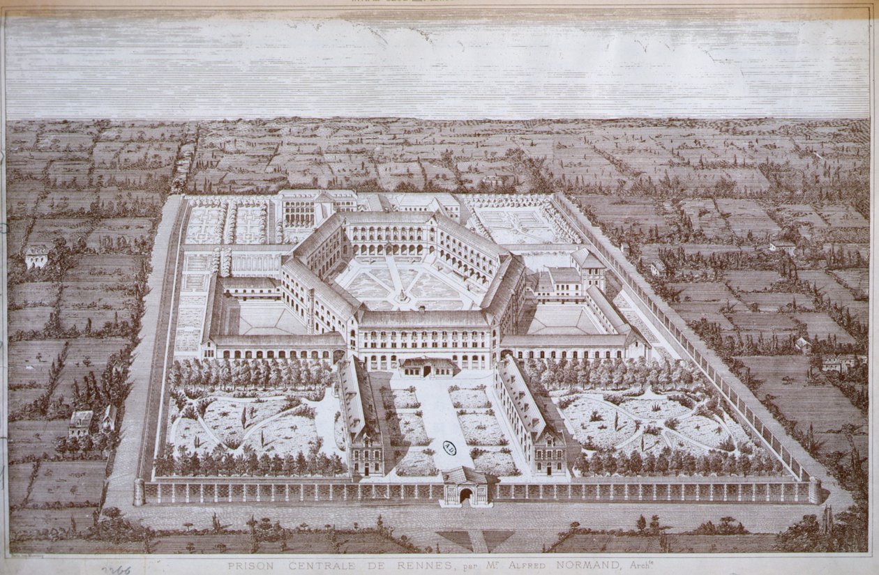 Vue de la prison pour femmes de Rennes conçue par l