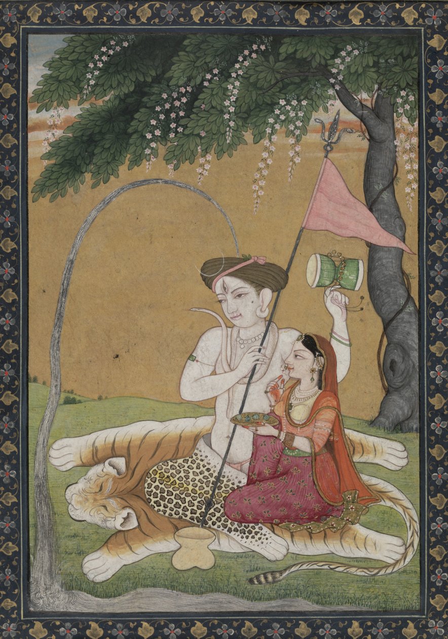 Shiva et Parvati sur Peau de Tigre, vers 1800 - School Guler